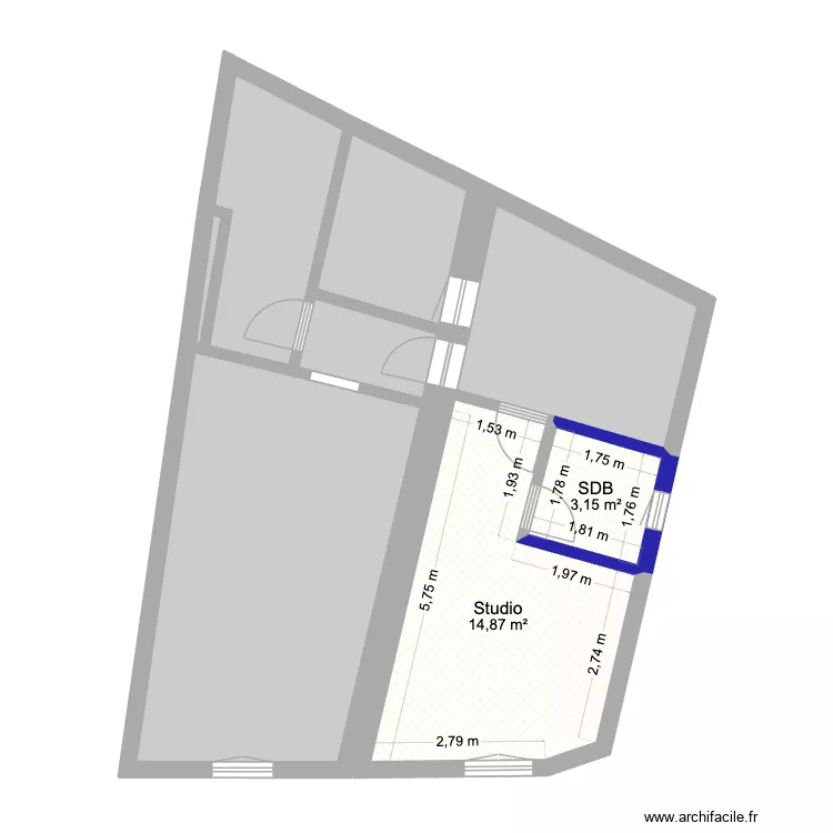 montel-1e-gauche-carrelage. Plan de 8  et 62 m²