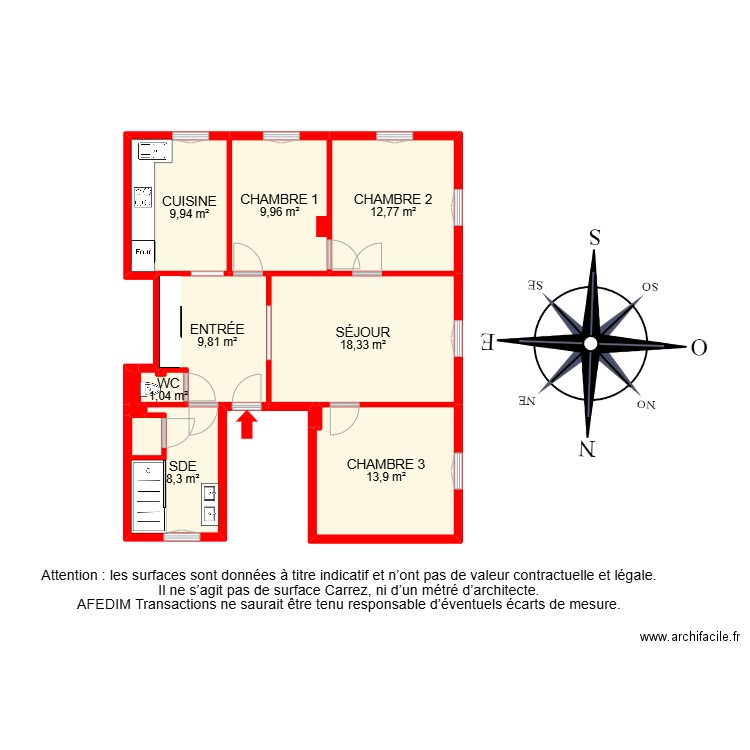 BI 30334. Plan de 13 pièces et 88 m2