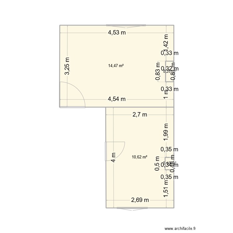1er étage roubaix. Plan de 4 pièces et 26 m2