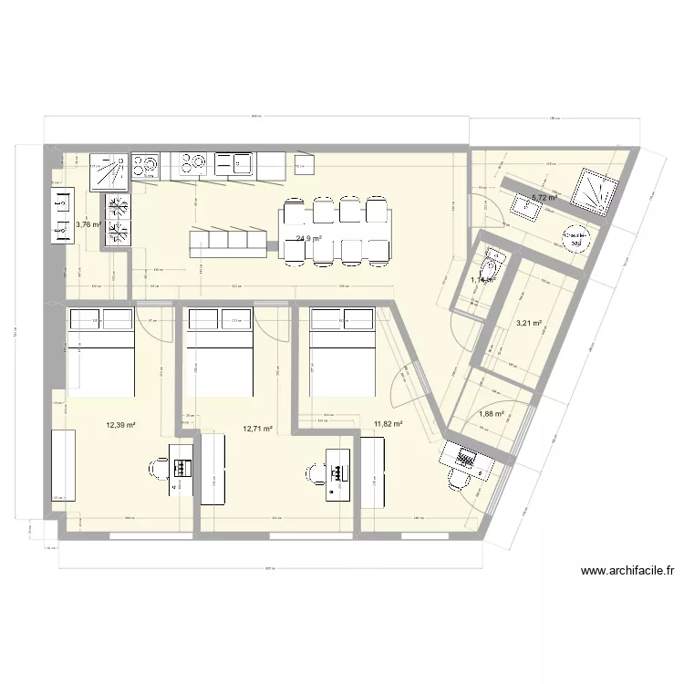 Moissons RDC avec cuisine + 2SDB. Plan de 