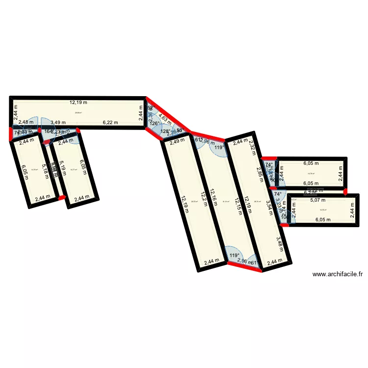 Maison container étage. Plan de 14 Pièces et 199 m² Maison container étage. Plan de 14 Pièces et 199 m²