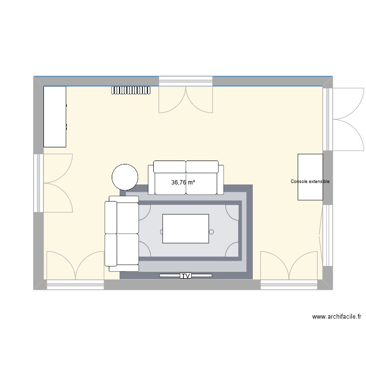 Family room V2. Plan de 1 pièce et 37 m2