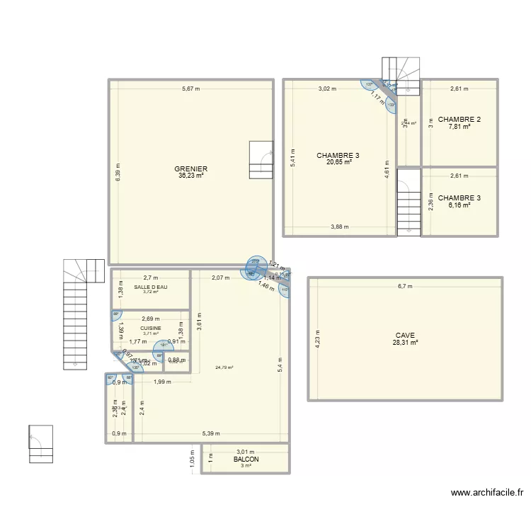 NEBIAN 3 ETAGES. Plan de 15 pièces et 141 m²