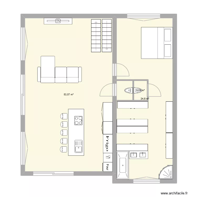 &eacute;tage de vie. Plan de 3  et 89 m²