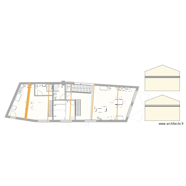 Murs Garage + étage Projet esc int + mezzanine Trx. Plan de 4 pièces et 207 m2