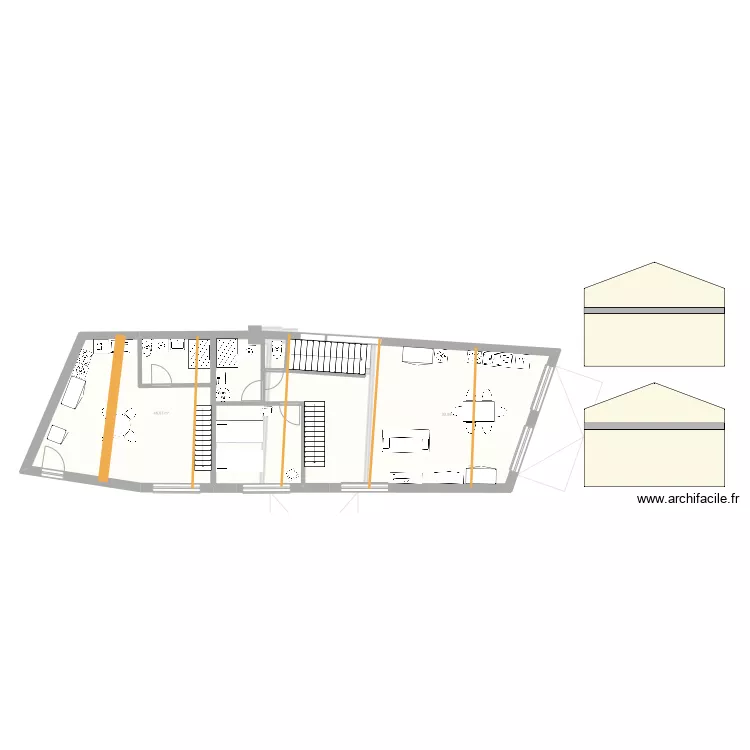 Murs Garage + &eacute;tage Projet esc int + mezzanine Trx. Plan de 