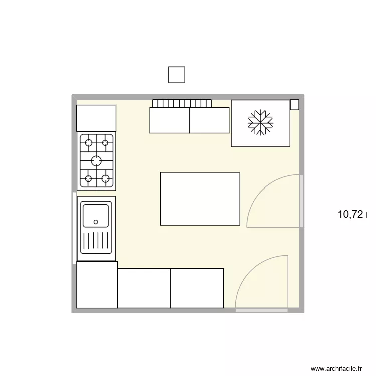 cuisine ch&eacute;rie. Plan de 1  et 11 m²