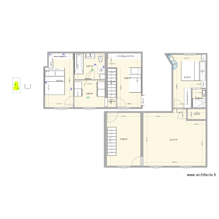 18 J LTrev6. Plan de 11 pièces et 78 m2