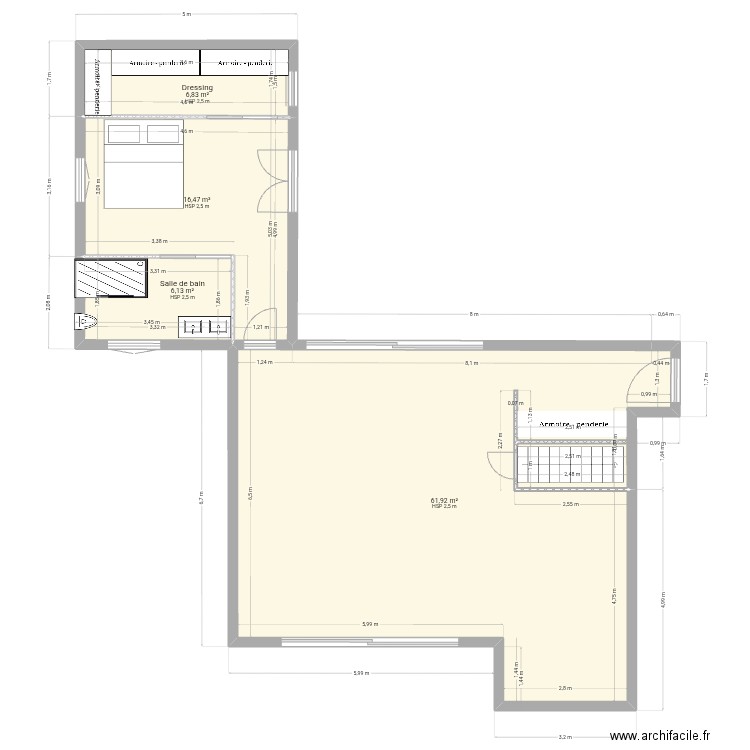 Hommert. Plan de 4 pièces et 91 m2