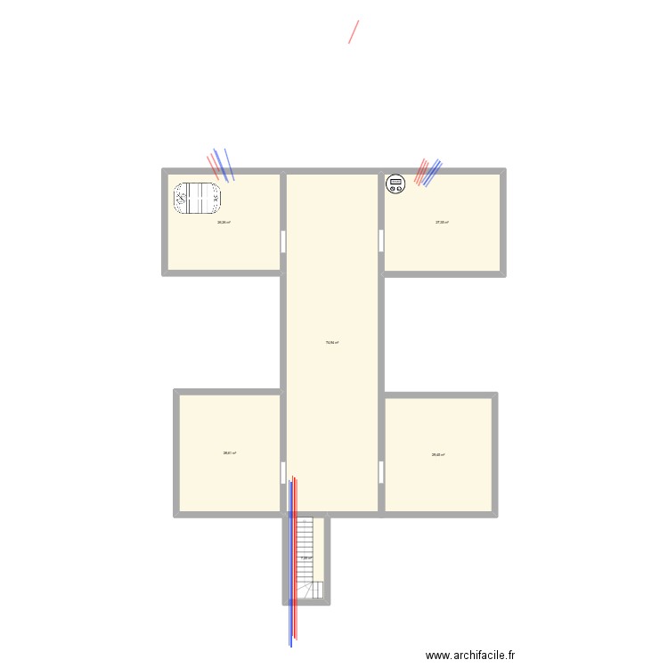 Cave. Plan de 6 pièces et 194 m2