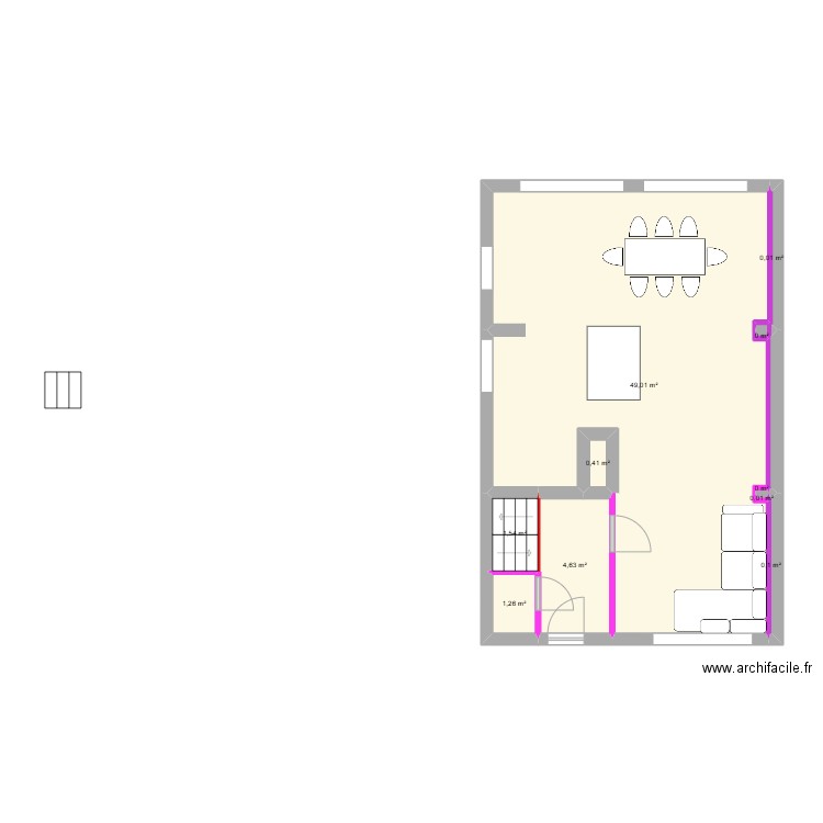 Rez sijzen. Plan de 10 pièces et 57 m2