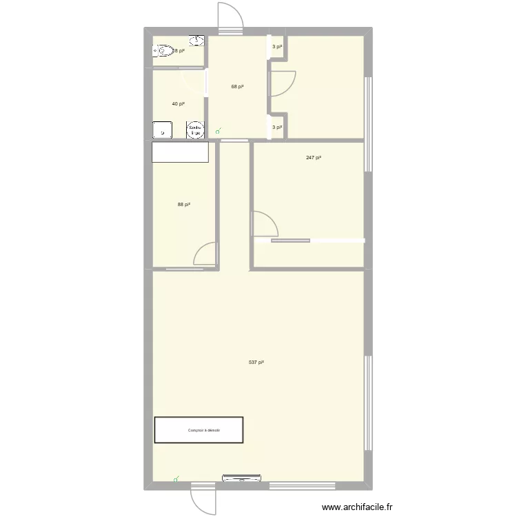 Ancien Irving. Plan de 8 et 93 m² Ancien Irving. Plan de 8 et 93 m²