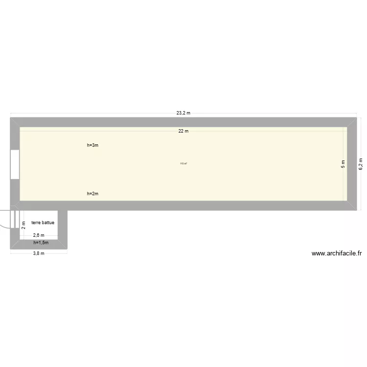La Colonne (halle). Plan de 1 pièce et 110 m²