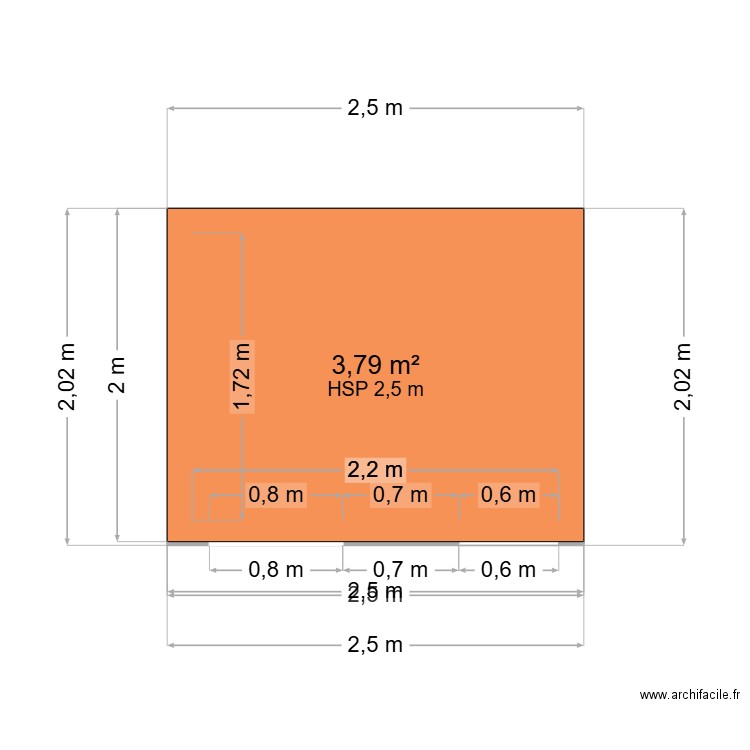 Abri estouy. Plan de 1 pièce et 4 m2