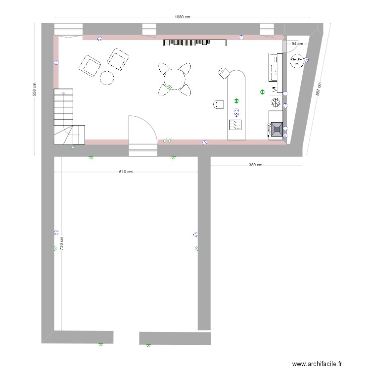 La Peloue2. Plan de 1 pièce et 2 m2