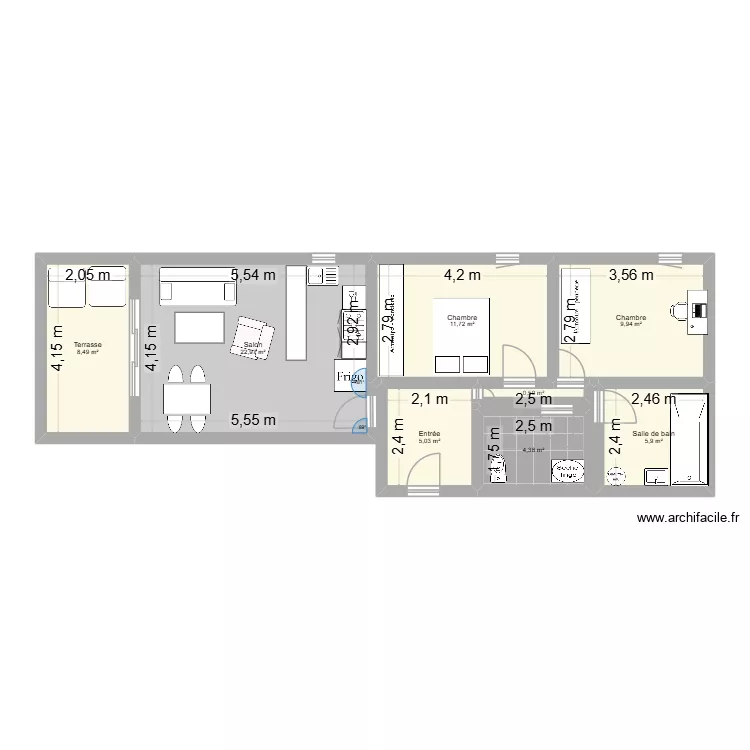 Home Sweet Home. Plan de 8  et 69 m²