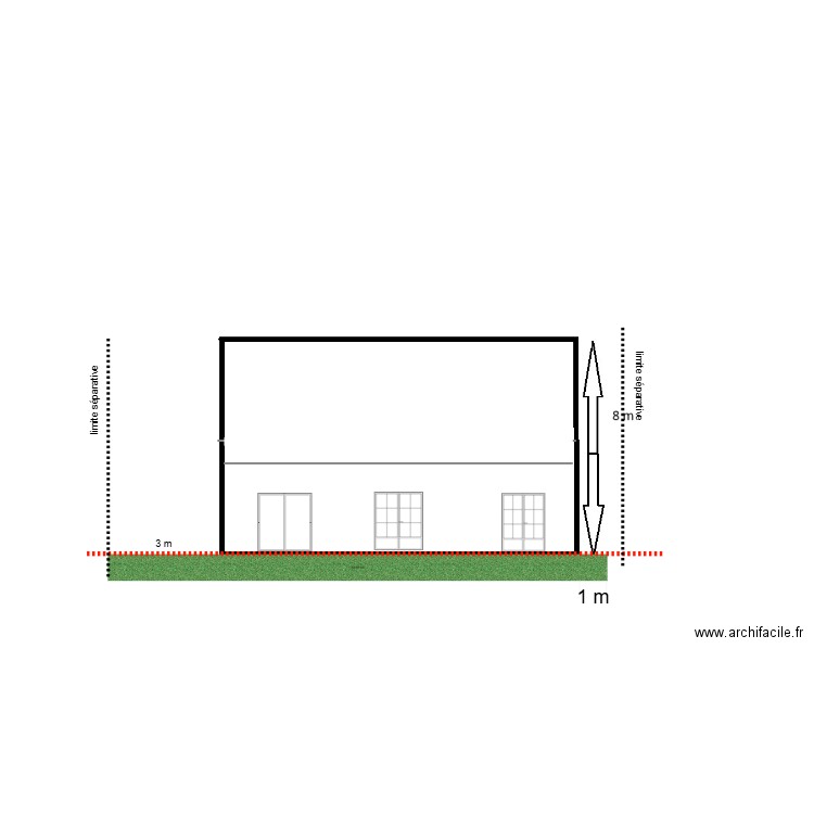 Plan de coupe face sud. Plan de 0 pièce et 0 m2