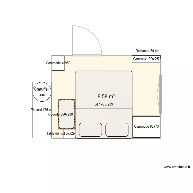 Chambre2. Plan de 1 Pièce et 9 m² Chambre2. Plan de 1 Pièce et 9 m²