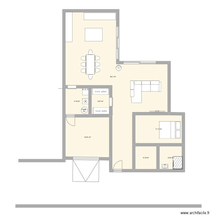 maison 3. Plan de 7 pièces et 107 m2