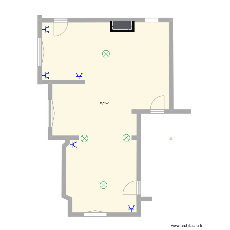living. Plan de 1 pièce et 76 m2