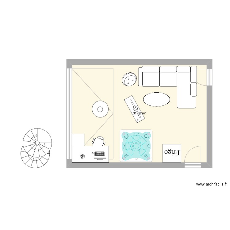 garage. Plan de 1 pièce et 31 m2