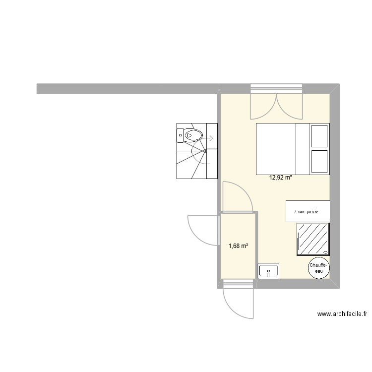 CASSEL. Plan de 2 pièces et 15 m2