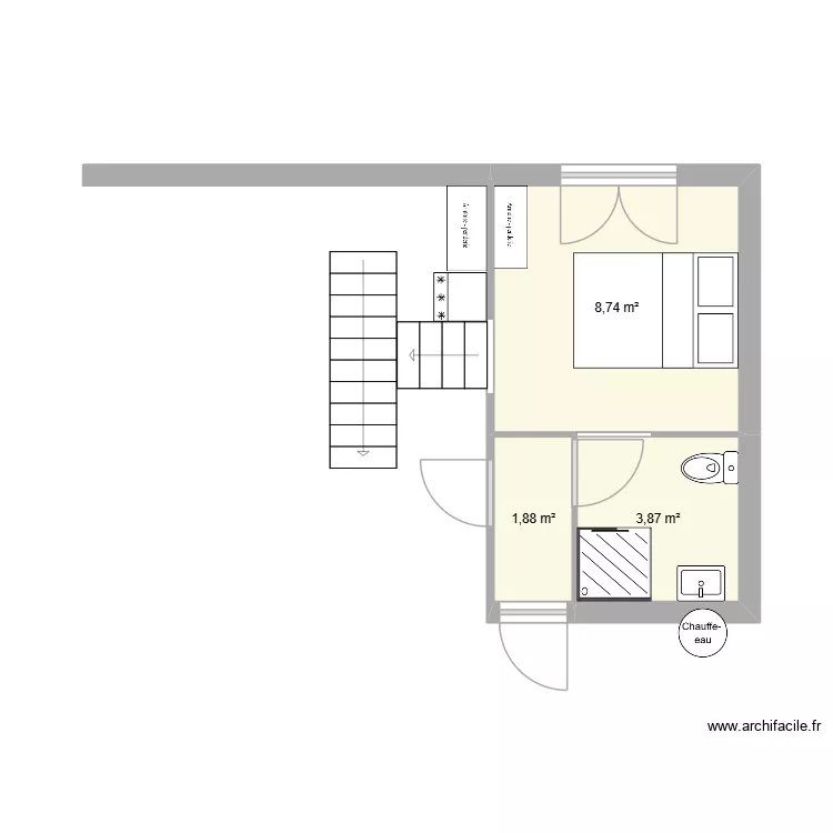 CASSEL. Plan de 3 pièces et 14 m²