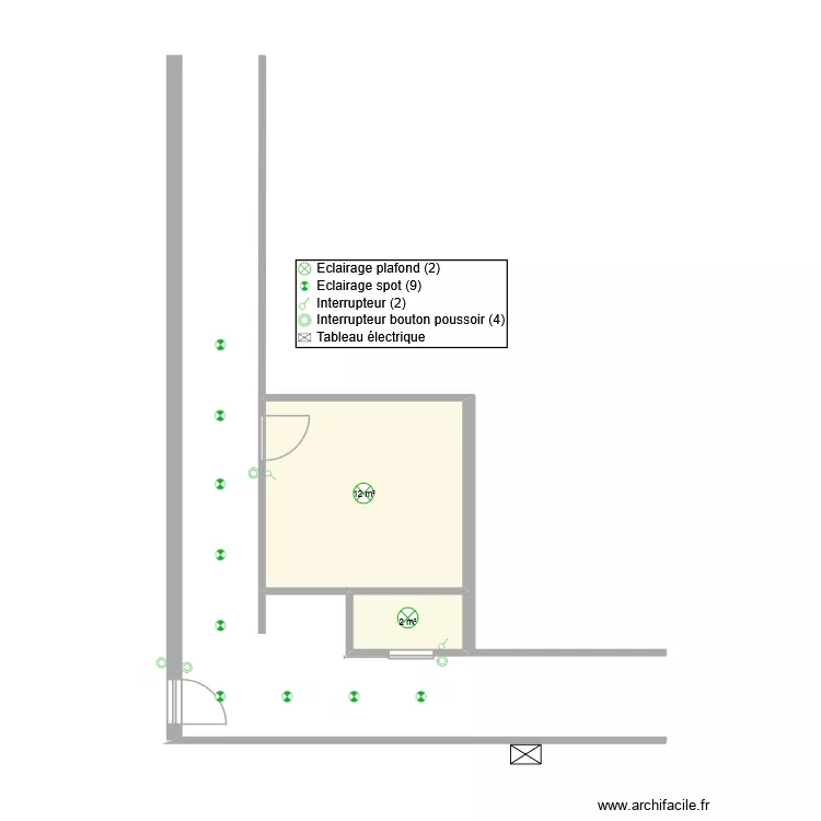 TP maison - couloir chambre WC. Plan de 2 Pièces et 14 m² TP maison - couloir chambre WC. Plan de 2 Pièces et 14 m²