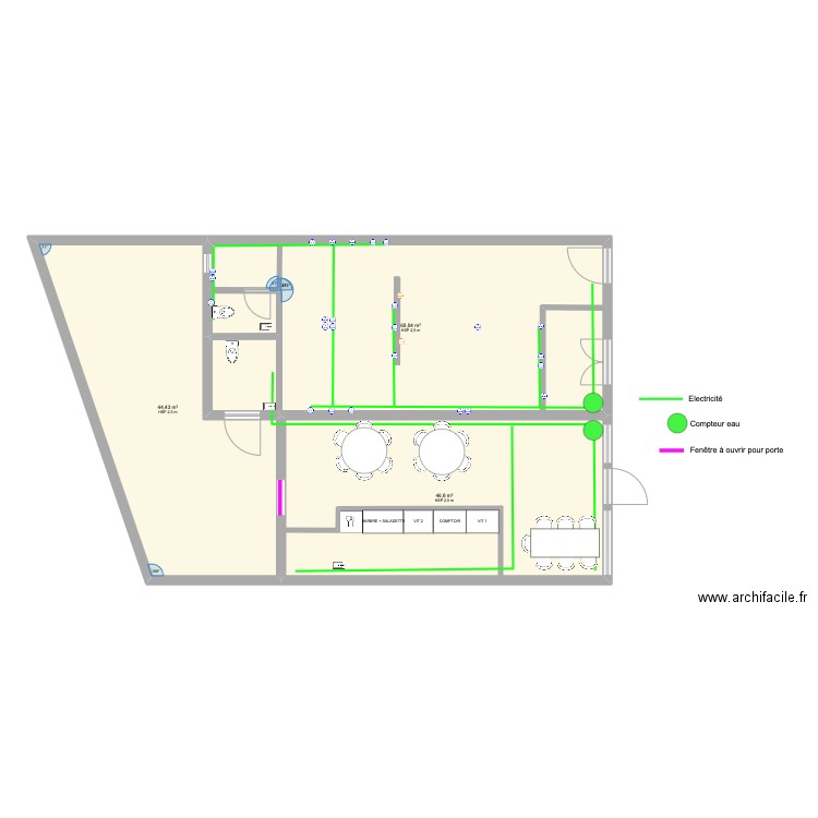 ELECTRICITE. Plan de 3 pièces et 151 m2