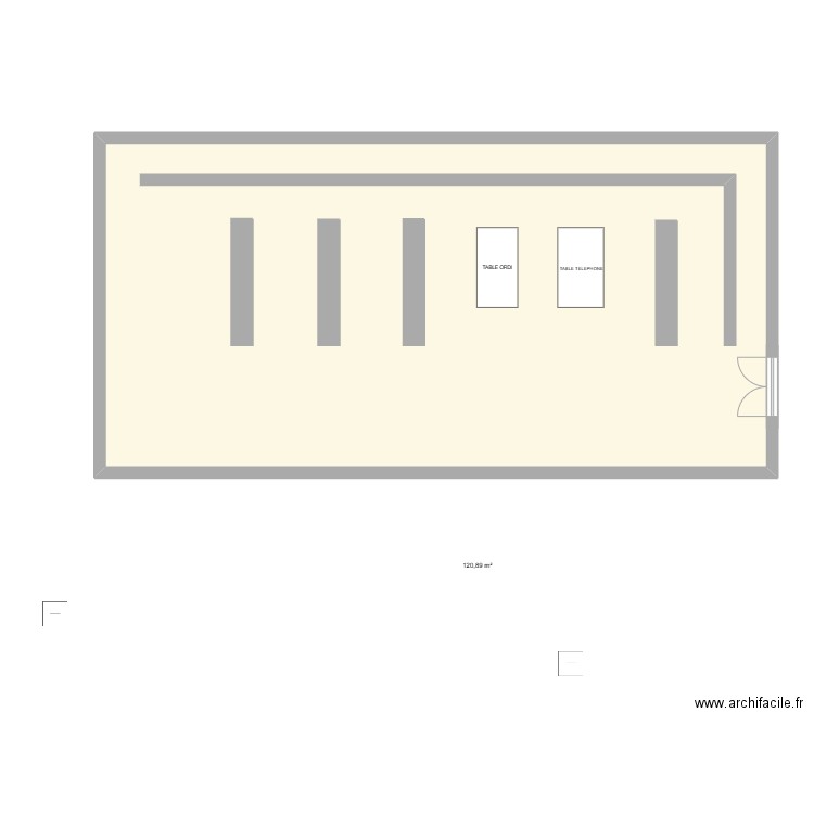 mag. Plan de 1 pièce et 121 m2