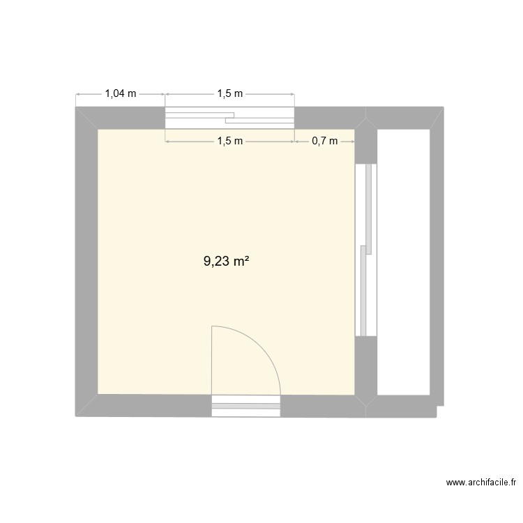 chambre Mayalen. Plan de 1 pièce et 9 m2