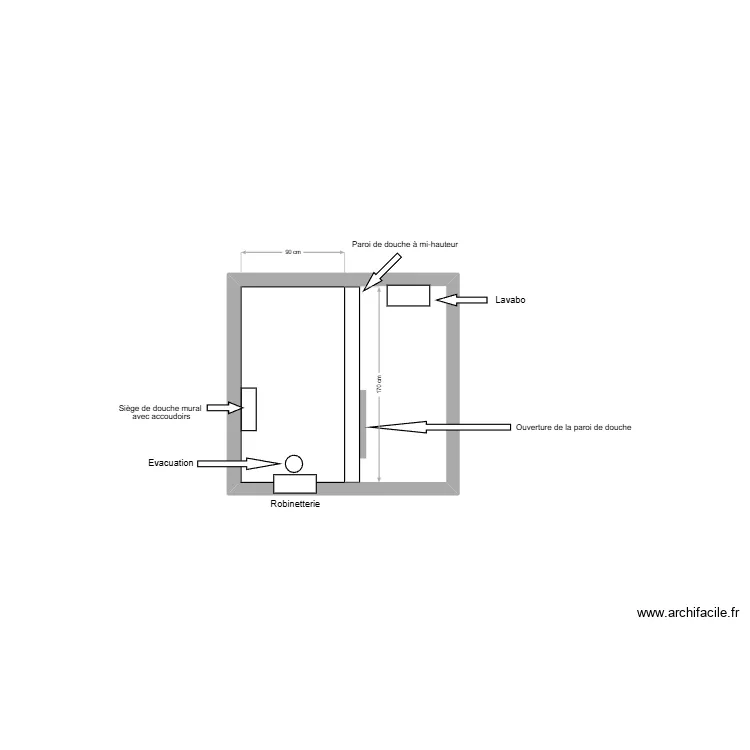 Salle de Bain N. Plan de 1  et 3 m²