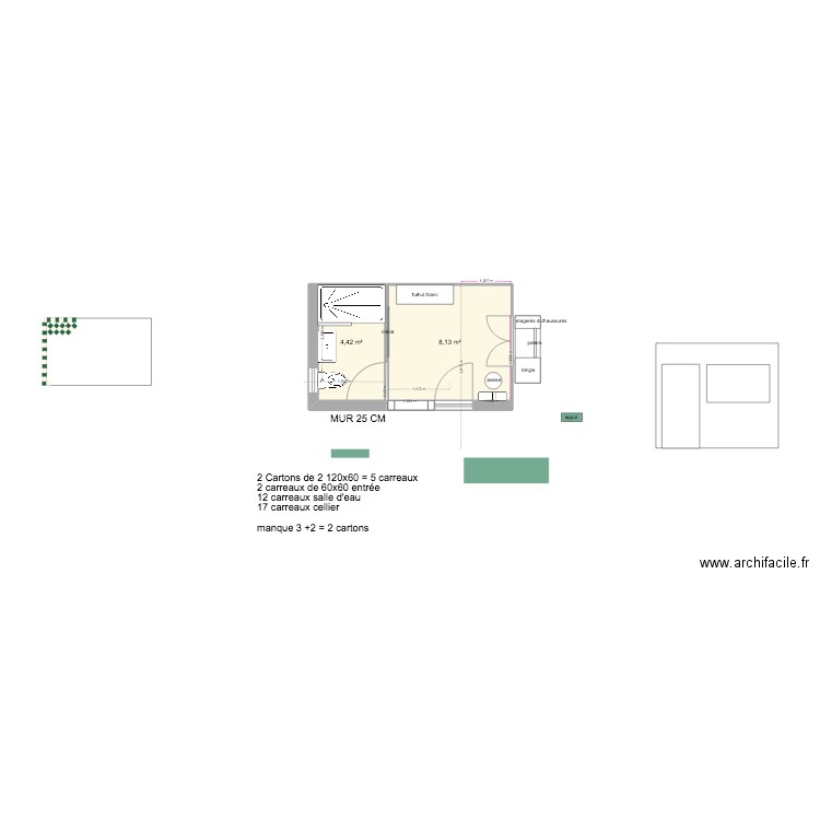 extension nolix V2. Plan de 2 pièces et 14 m2