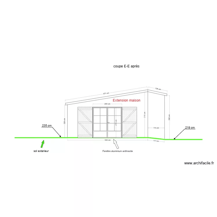 FACADE OUEST. Plan de 