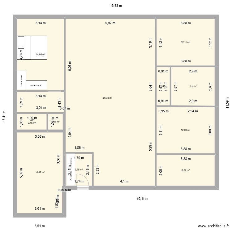 PLAN 1. Plan de 11 pièces et 147 m2