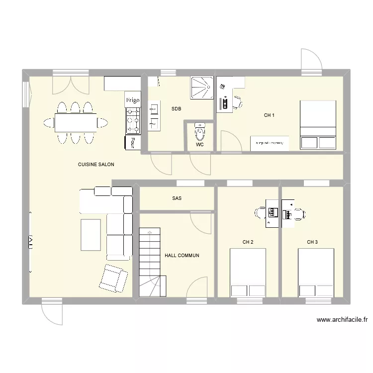 Coulazou RDC origine V5 architecte mesure faite. Plan de 