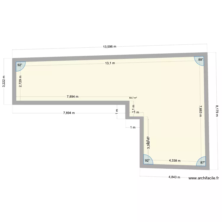base b&eacute;chevelin plomberie. Plan de 1 pièce et 59 m²