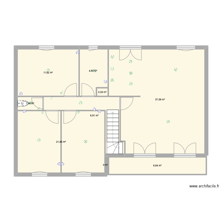 Mais 1er. Plan de 9 pièces et 91 m2