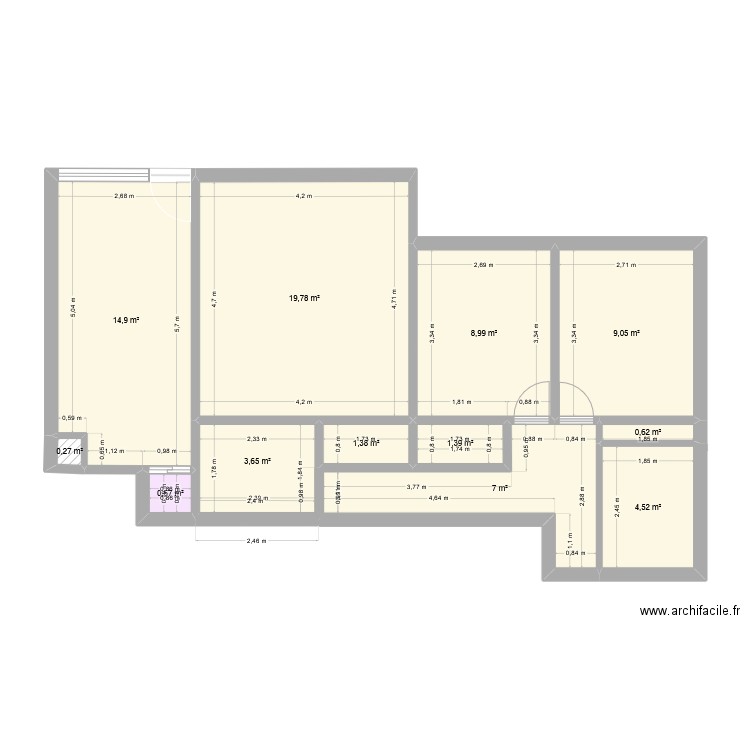 Les Ulis 3 bois du Roi V2. Plan de 12 pièces et 72 m2