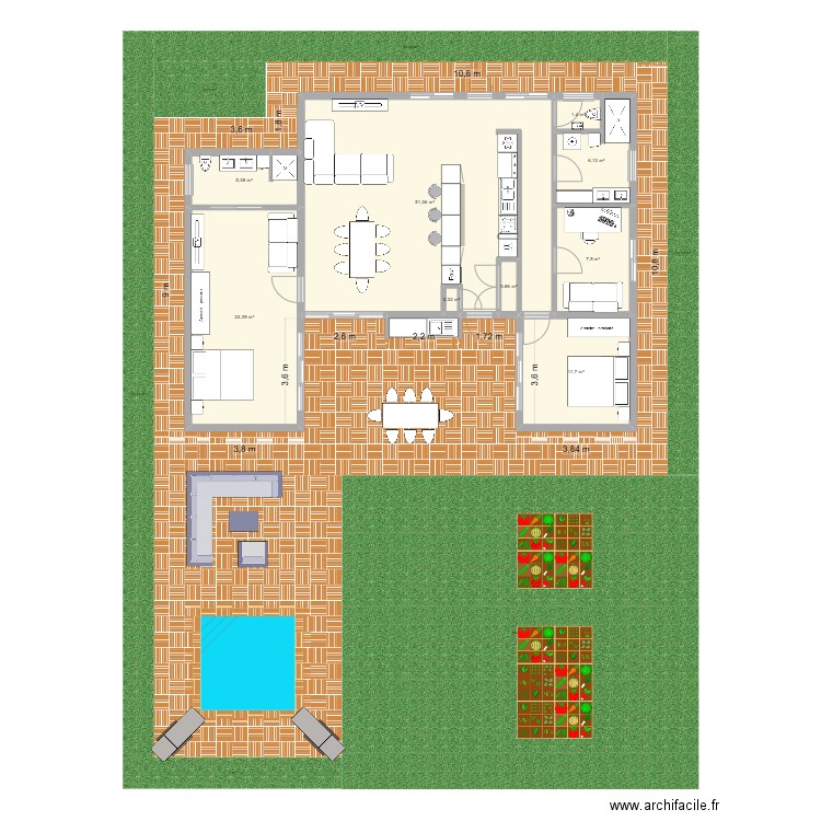 Plan006. Plan de 9 pièces et 108 m2