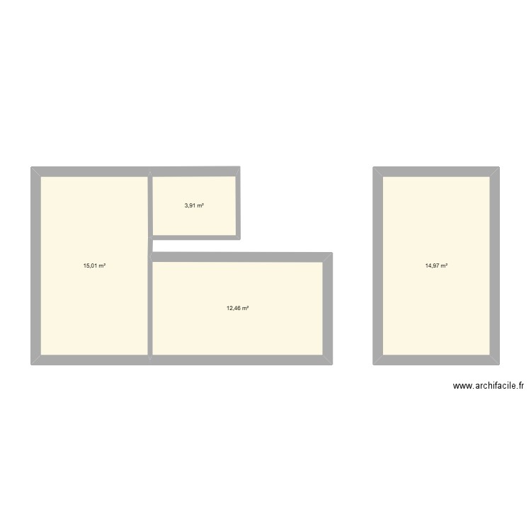 PLAN HAUT. Plan de 4 pièces et 46 m2