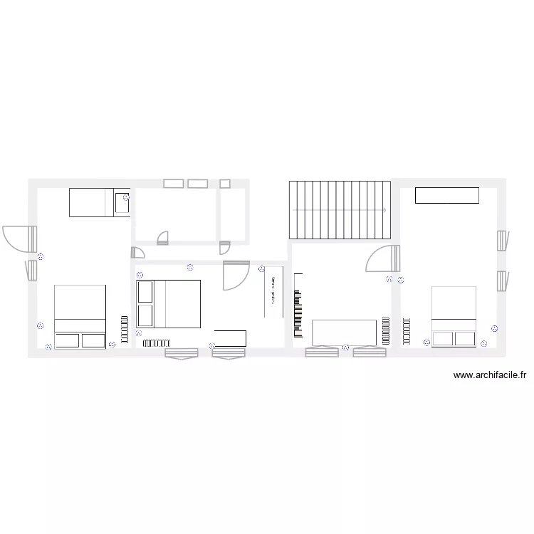 PLAN HAUT. Plan de 6 pièces et 58 m²