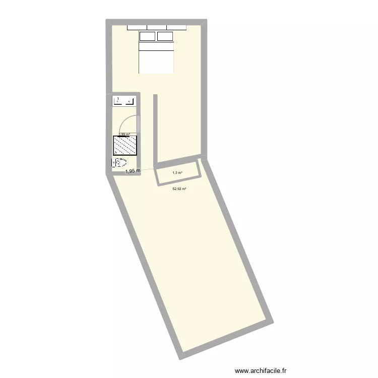 1ier &eacute;tage kiki. Plan de 3  et 60 m²