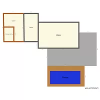 Vue du ciel maison + piscine