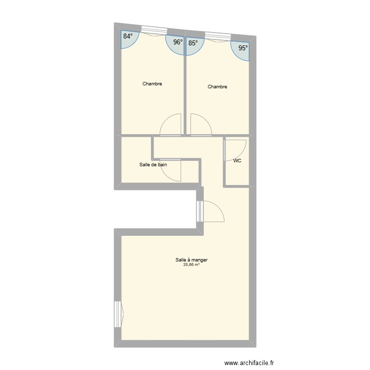 RAFARALISOA. Plan de 5 pièces et 49 m2