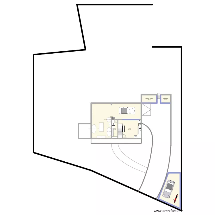 ss-sol (niv -1). Plan de 7  et 117 m²