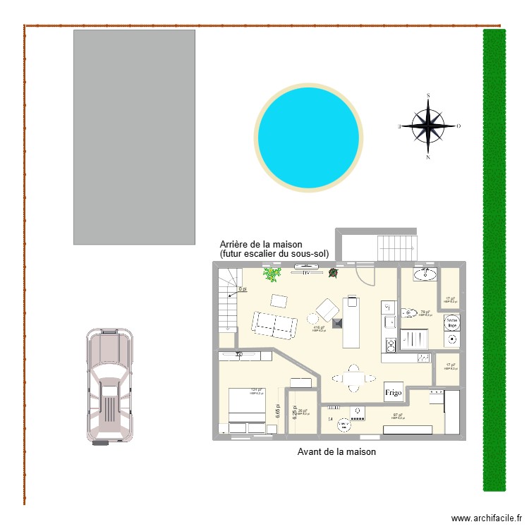 Maison Héroux sous-sol chambre1. Plan de 7 pièces et 72 m2