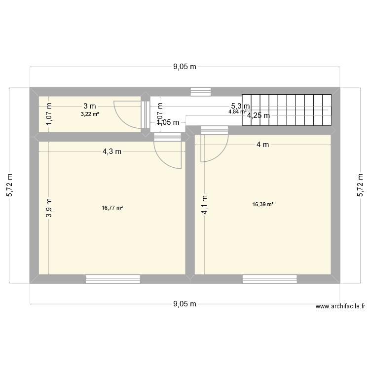 primo piano. Plan de 4 pièces et 41 m2