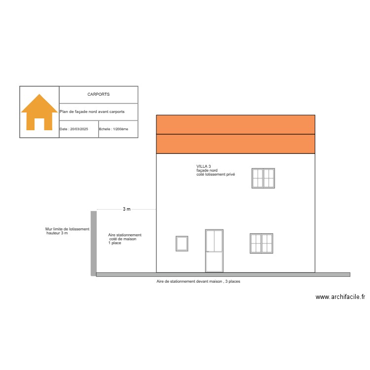 Façade initiale. Plan de 0 pièce et 0 m2