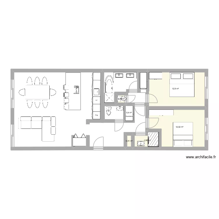 Renard brouillon. Plan de 6  et 28 m²